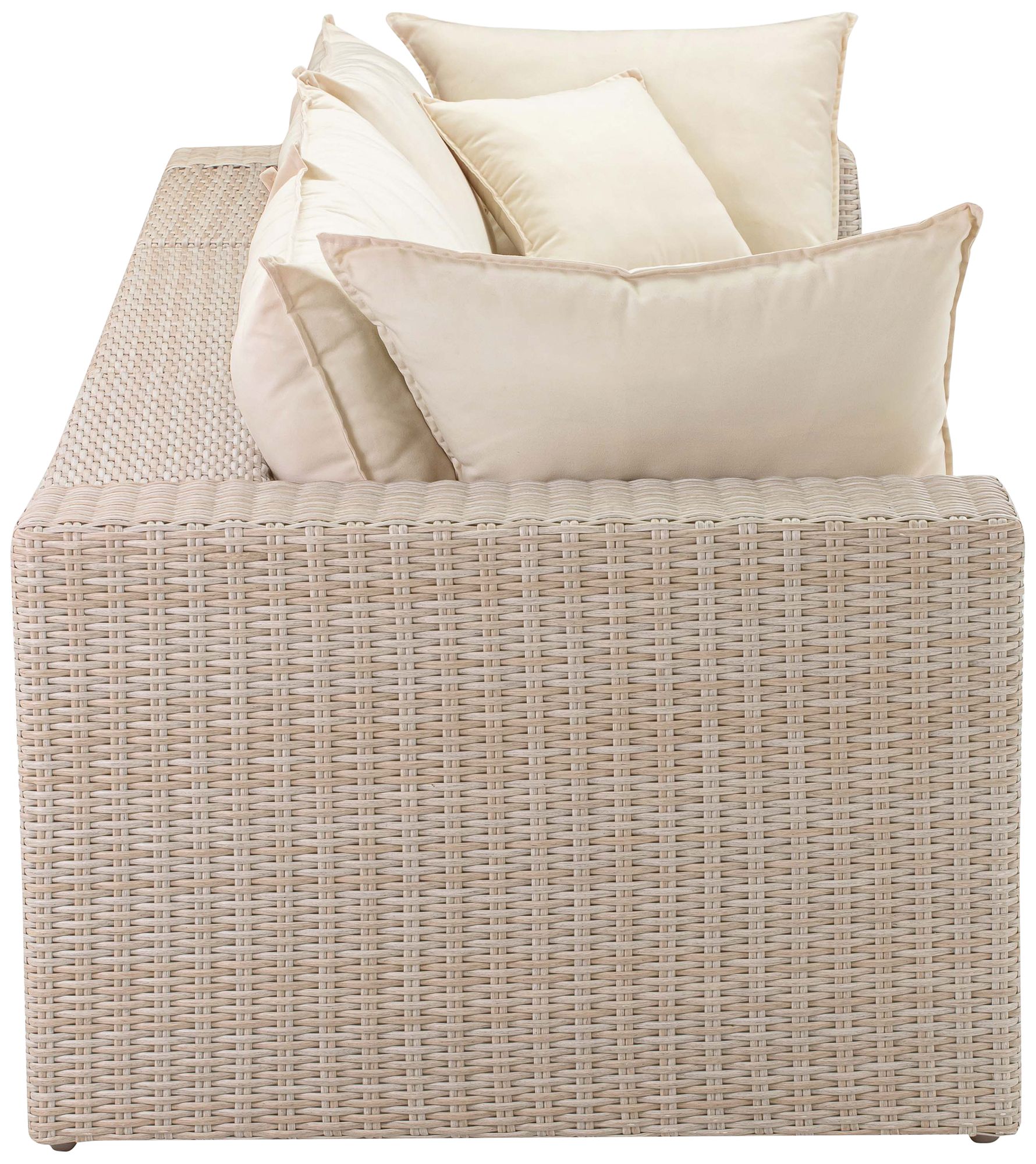 TOV Cali 119 3/4" Wide Natural Faux Wicker Outdoor Modular Sofa in scene