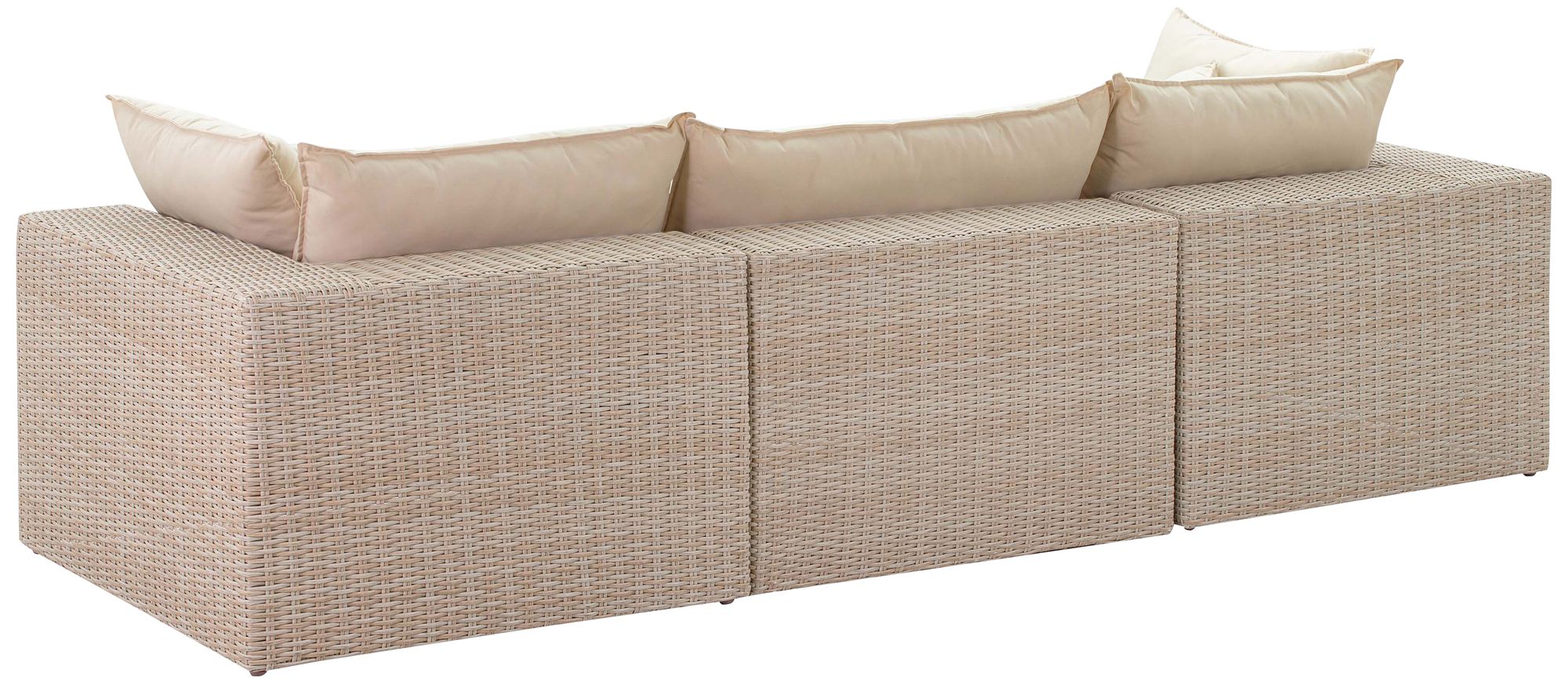 TOV Cali 119 3/4" Wide Natural Faux Wicker Outdoor Modular Sofa in scene