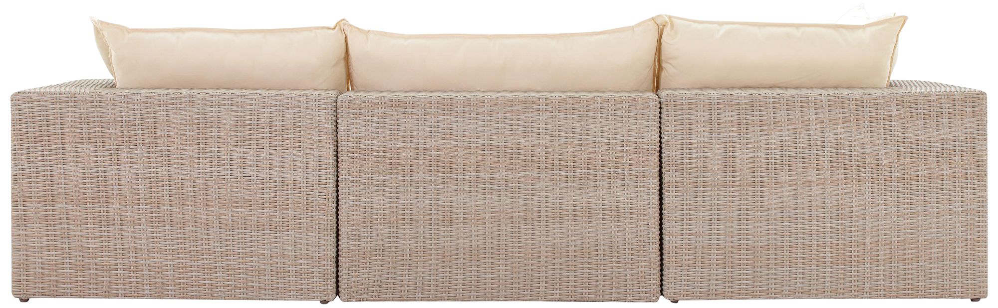 TOV Cali 119 3/4" Wide Natural Faux Wicker Outdoor Modular Sofa in scene