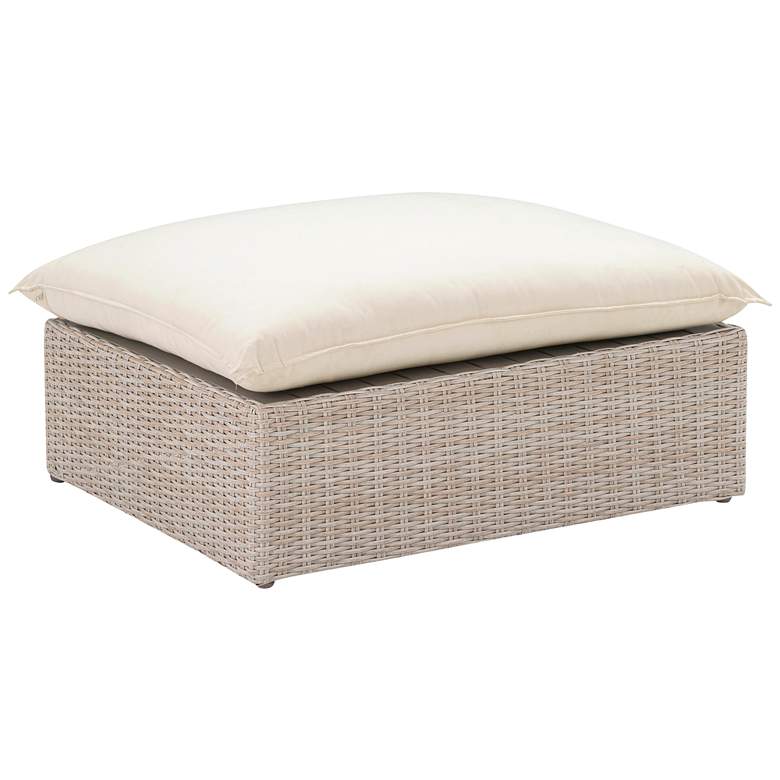 Image 1 TOV Cali 39 1/4" Wide Natural Faux Wicker Outdoor Ottoman