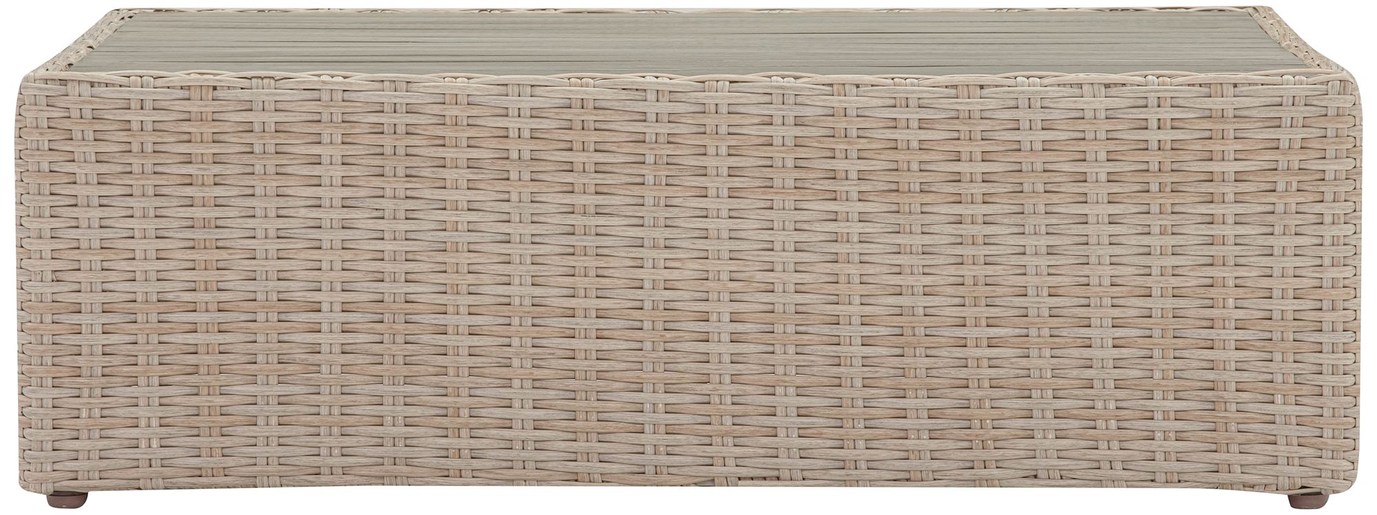 TOV Cali 39 1/4" Wide Natural Faux Wicker Outdoor Ottoman