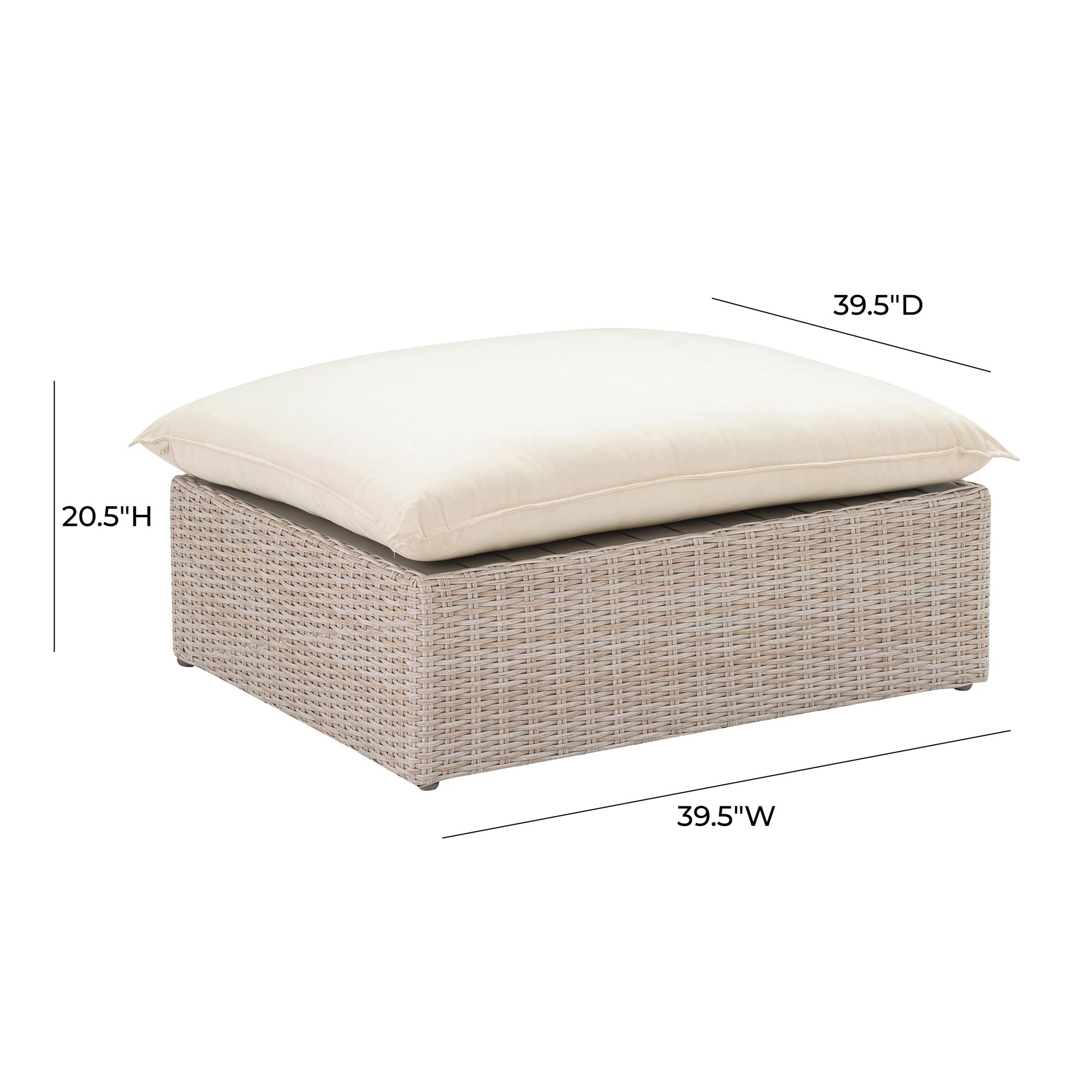 TOV Cali 39 1/4" Wide Natural Faux Wicker Outdoor Ottoman