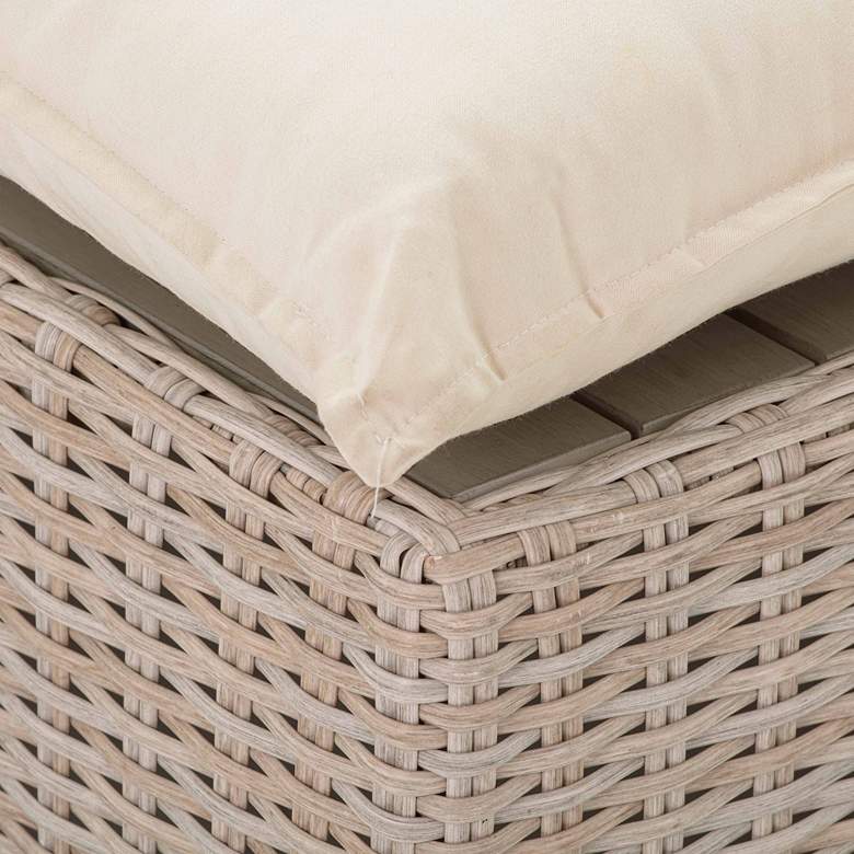 Image 3 TOV Cali 39 1/4" Wide Natural Faux Wicker Outdoor Ottoman more views