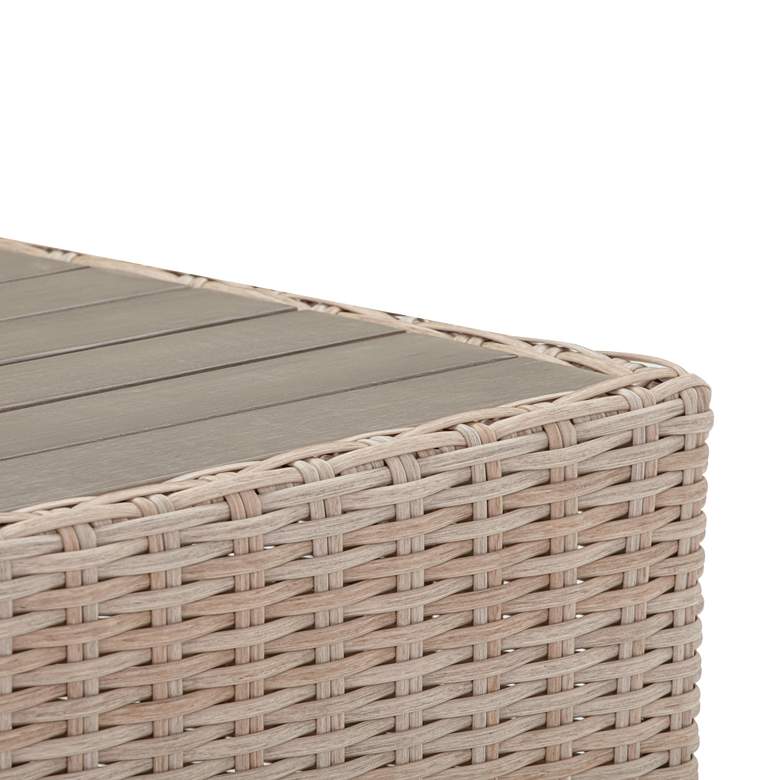 Image 4 TOV Cali 39 1/4" Wide Natural Faux Wicker Outdoor Ottoman more views