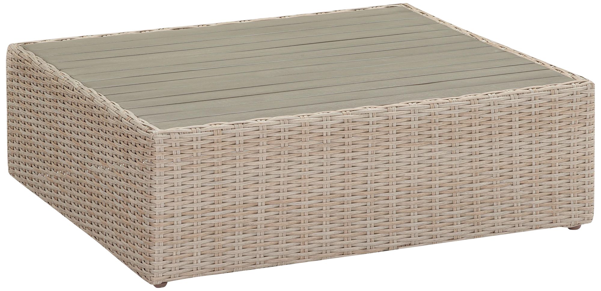 TOV Cali 39 1/4" Wide Natural Faux Wicker Outdoor Ottoman