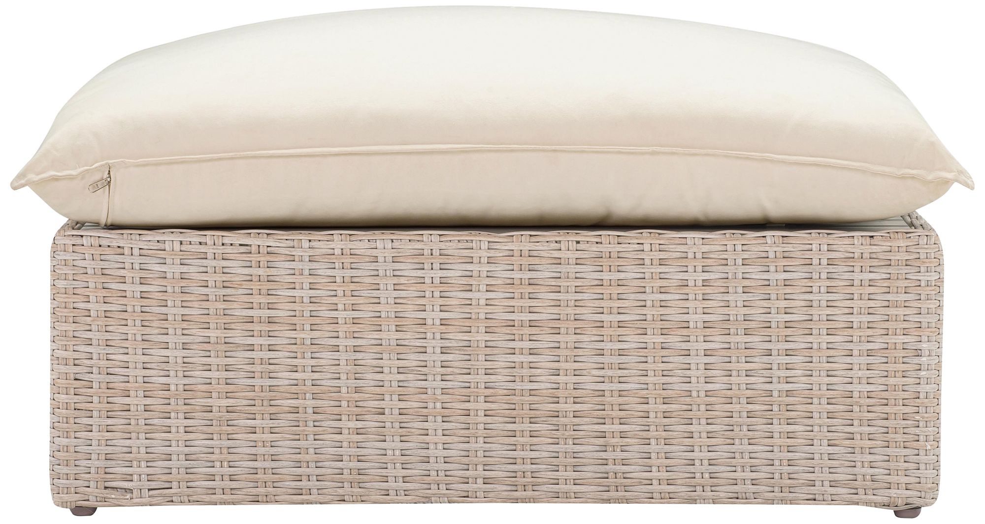 TOV Cali 39 1/4" Wide Natural Faux Wicker Outdoor Ottoman
