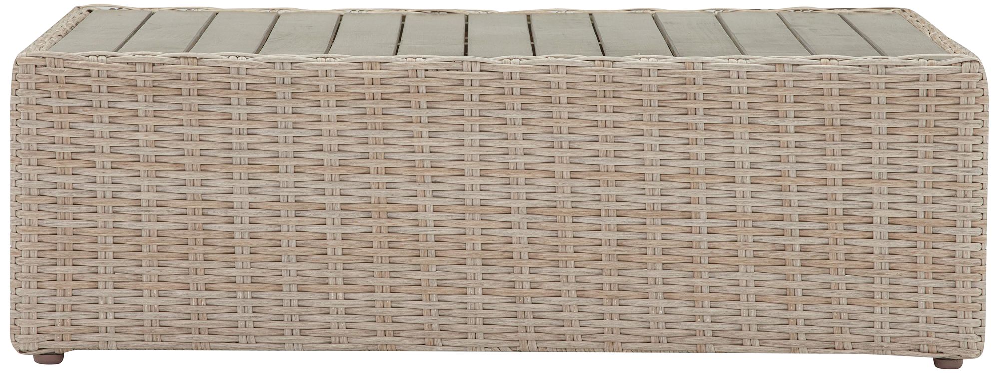 TOV Cali 39 1/4" Wide Natural Faux Wicker Outdoor Ottoman