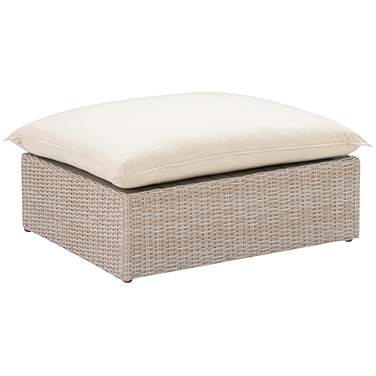 TOV Cali 39 1/4" Wide Natural Faux Wicker Outdoor Ottoman