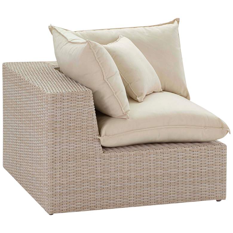 Image 1 TOV Cali 39 3/4" Wide Natural Faux Wicker Outdoor Corner Chair