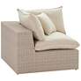 1_TOV Cali 39 3/4" Wide Natural Faux Wicker Outdoor Corner Chair