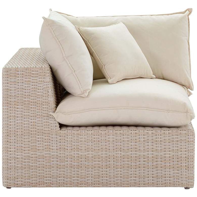 Image 2 TOV Cali 39 3/4" Wide Natural Faux Wicker Outdoor Corner Chair more views