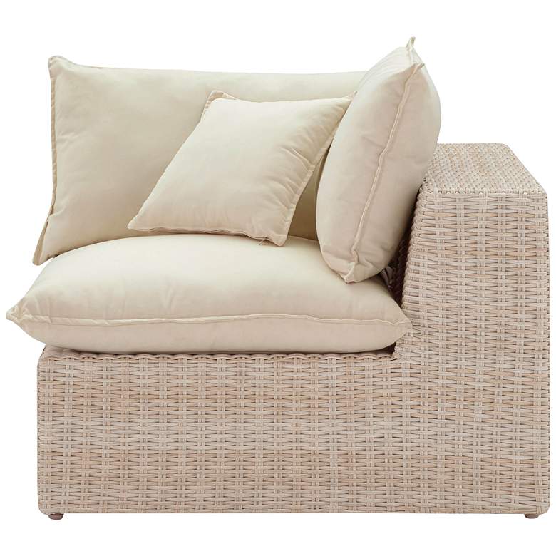 Image 3 TOV Cali 39 3/4" Wide Natural Faux Wicker Outdoor Corner Chair more views