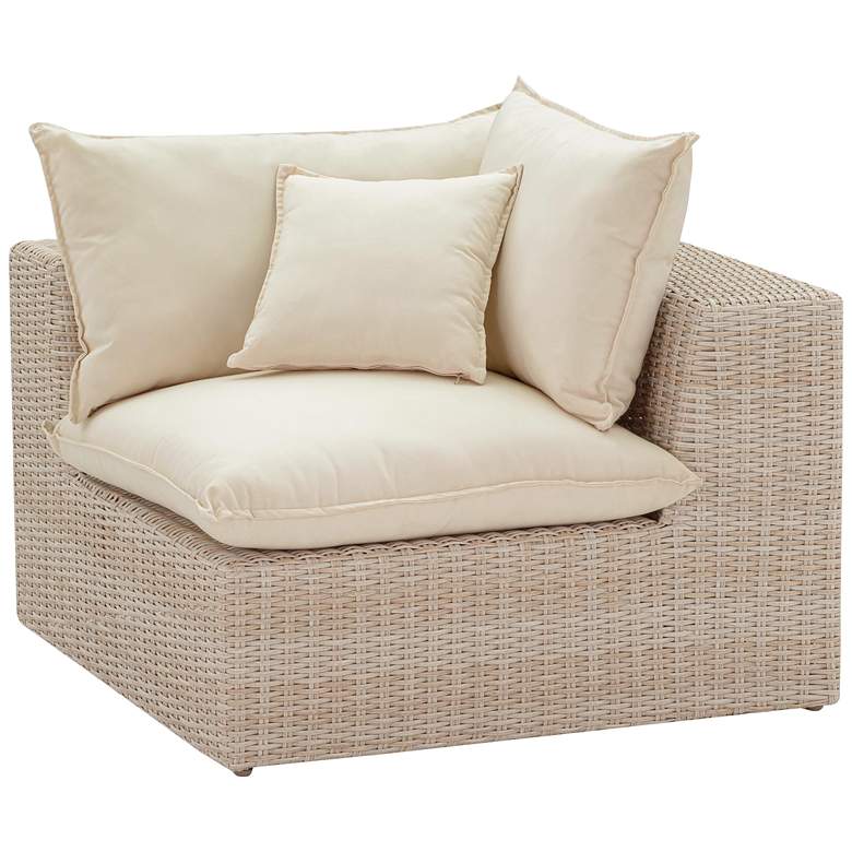 Image 4 TOV Cali 39 3/4" Wide Natural Faux Wicker Outdoor Corner Chair more views