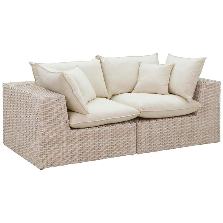 Image 2 TOV Cali 79 1/2" Modern Natural Faux Wicker Outdoor Modular Loveseat