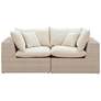 3_TOV Cali 79 1/2" Modern Natural Faux Wicker Outdoor Modular Loveseat more views