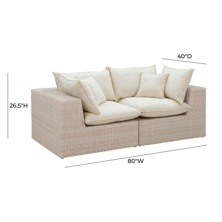 Image 4 TOV Cali 79 1/2" Modern Natural Faux Wicker Outdoor Modular Loveseat more views
