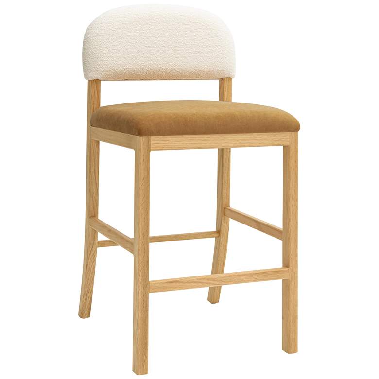 Image 1 TOV Calla 18 1/2" Wide Cognac Performance Velvet Modern Counter Stool