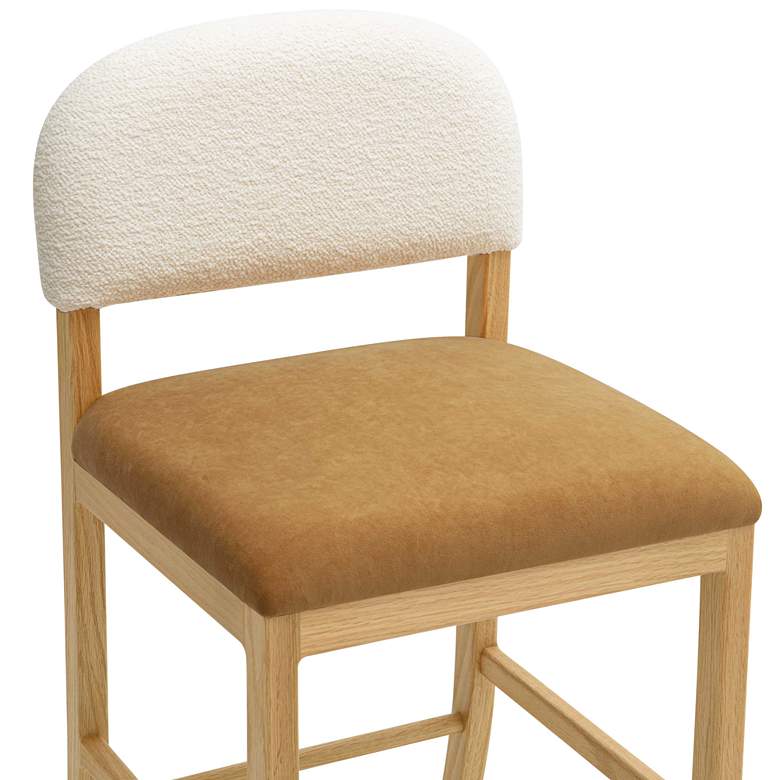 Image 2 TOV Calla 18 1/2" Wide Cognac Performance Velvet Modern Counter Stool more views
