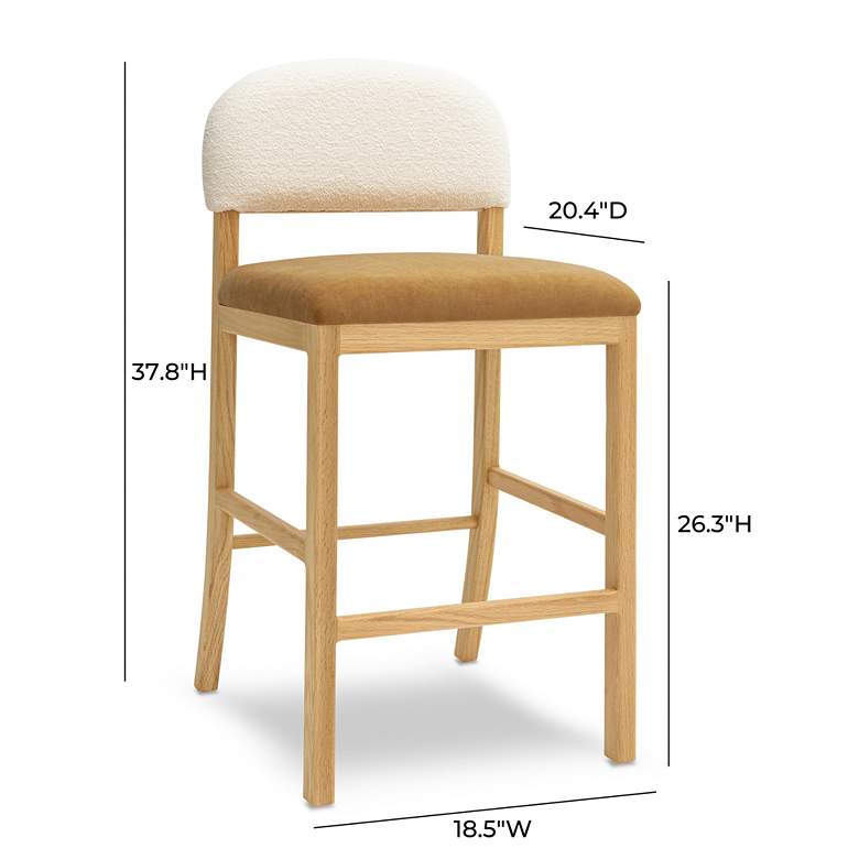 Image 5 TOV Calla 18 1/2" Wide Cognac Performance Velvet Modern Counter Stool more views