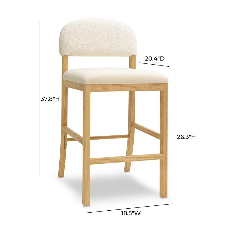 Image 5 TOV Calla 18 1/2" Wide Cream Performance Velvet Modern Counter Stool more views