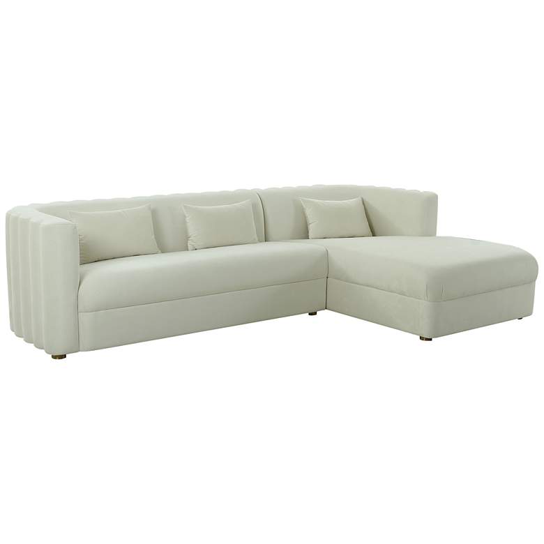 Image 1 TOV Callie 111 3/4" Modern Cream Velvet Right Arm Facing Sectional