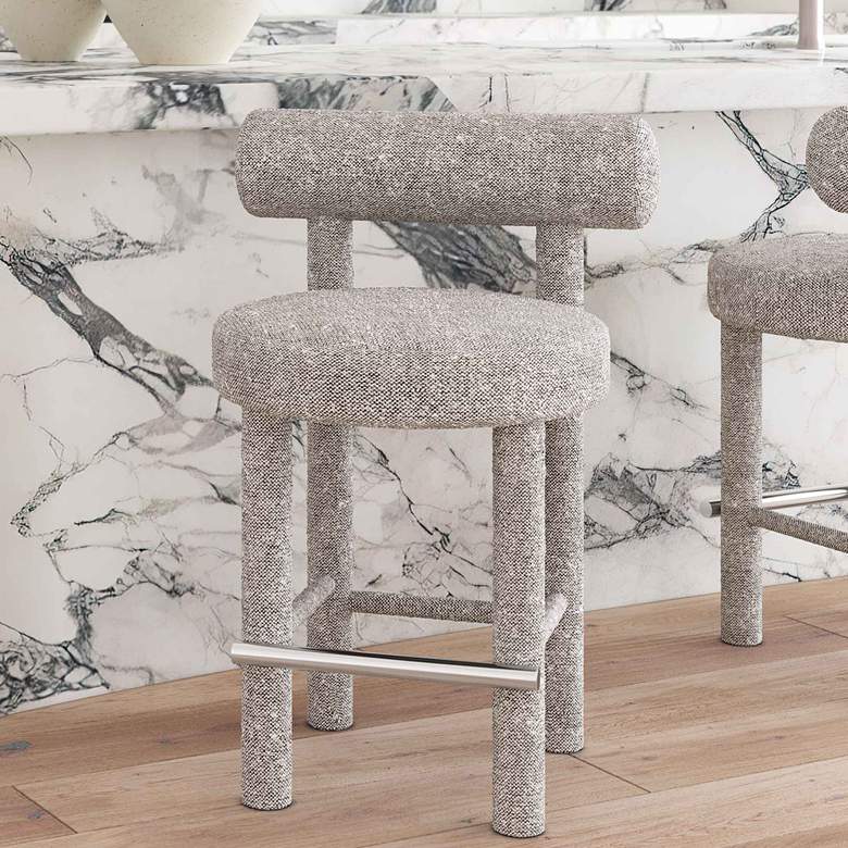 Image 2 TOV Carmel 26 1/2" Modern Black and White Boucle Fabric Counter Stool