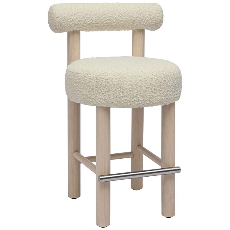 Image 3 TOV Carmel 26 1/2" Modern Cream Boucle Fabric Counter Stool