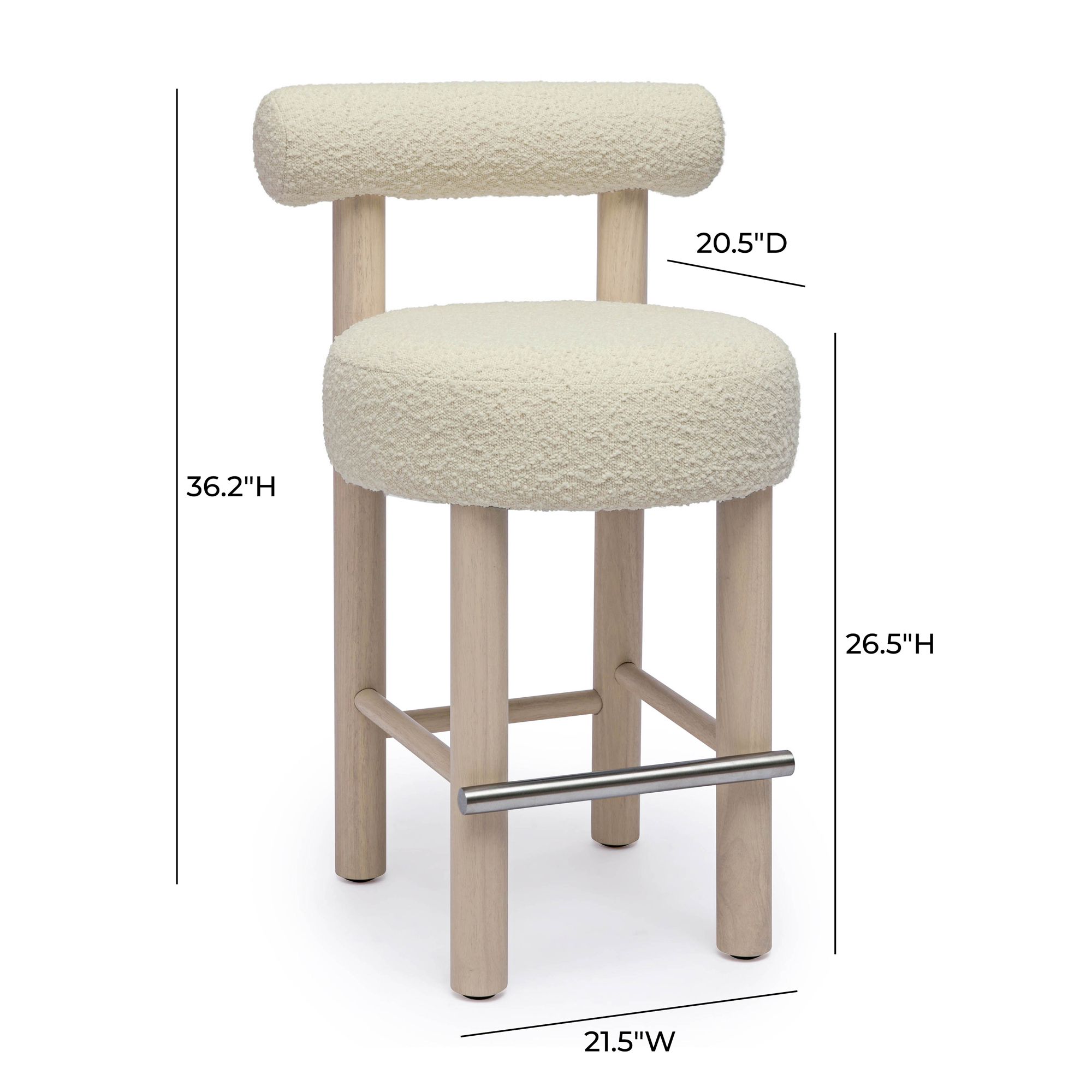 TOV Carmel 26 1/2" Modern Cream Boucle Fabric Counter Stool in scene