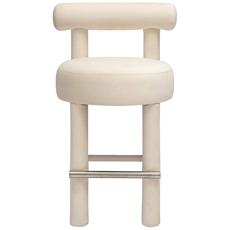 Image 5 TOV Carmel 26 1/2" Modern Cream Velvet Fabric Counter Stool more views