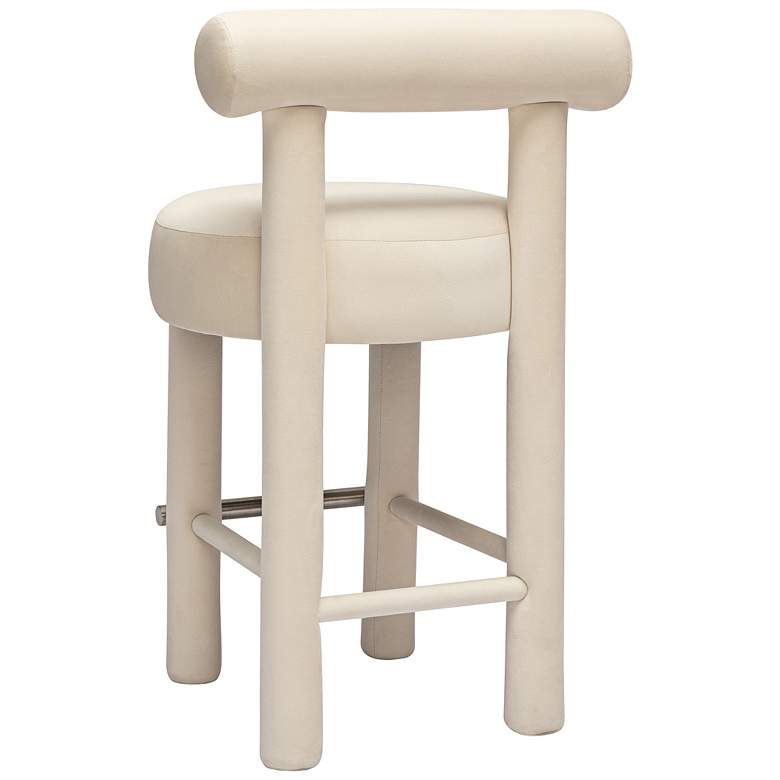 Image 6 TOV Carmel 26 1/2" Modern Cream Velvet Fabric Counter Stool more views