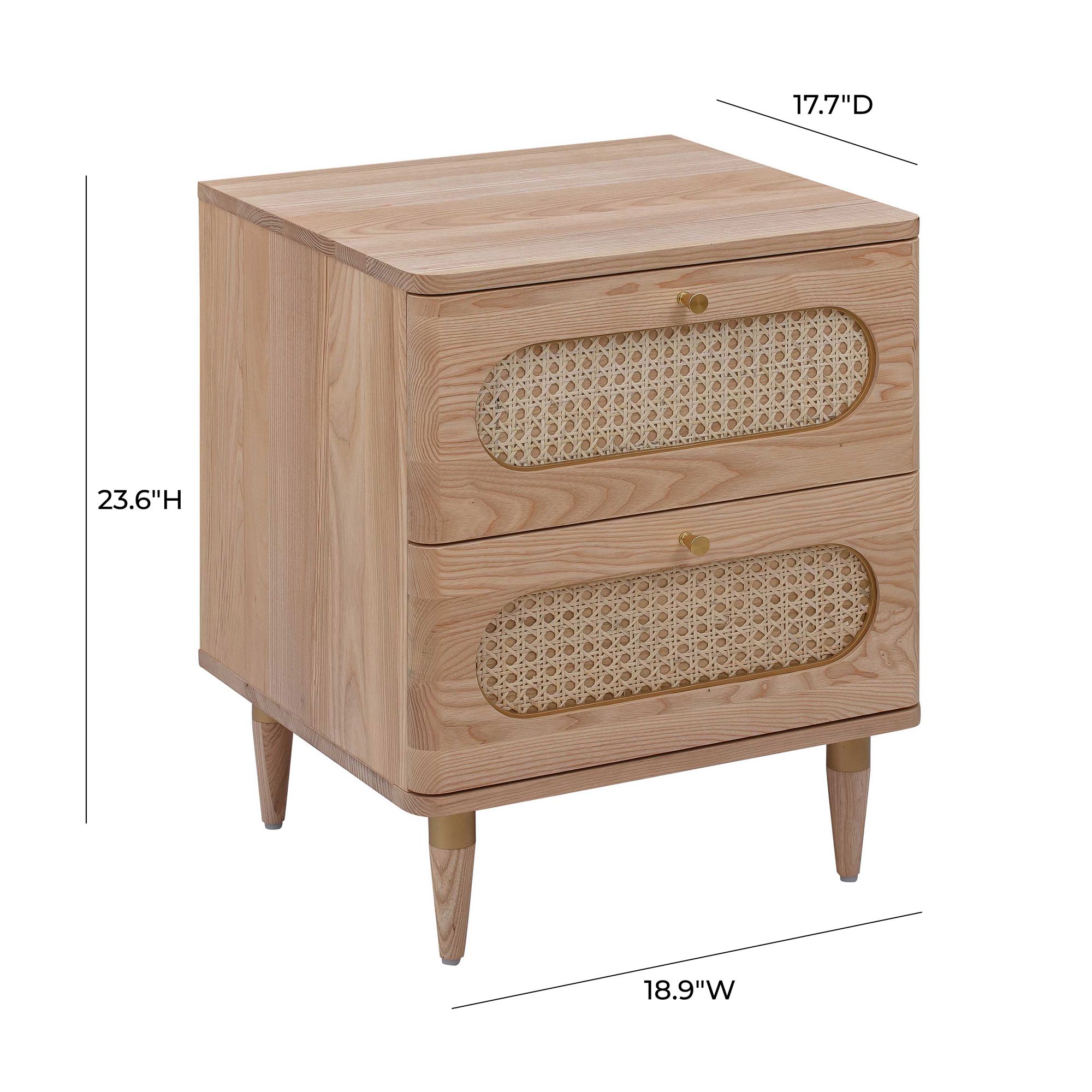 TOV Carmen 19" Wide Natural Wood and Cane 2-Drawer Nightstand in scene