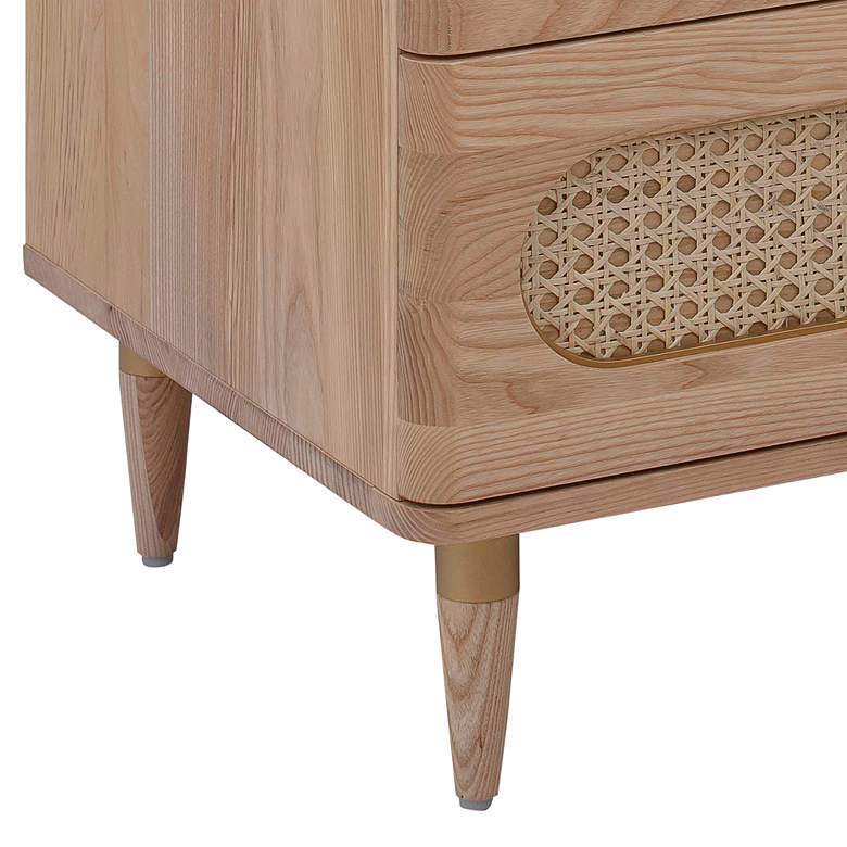 Image 4 TOV Carmen 19" Wide Natural Wood and Cane 2-Drawer Nightstand more views