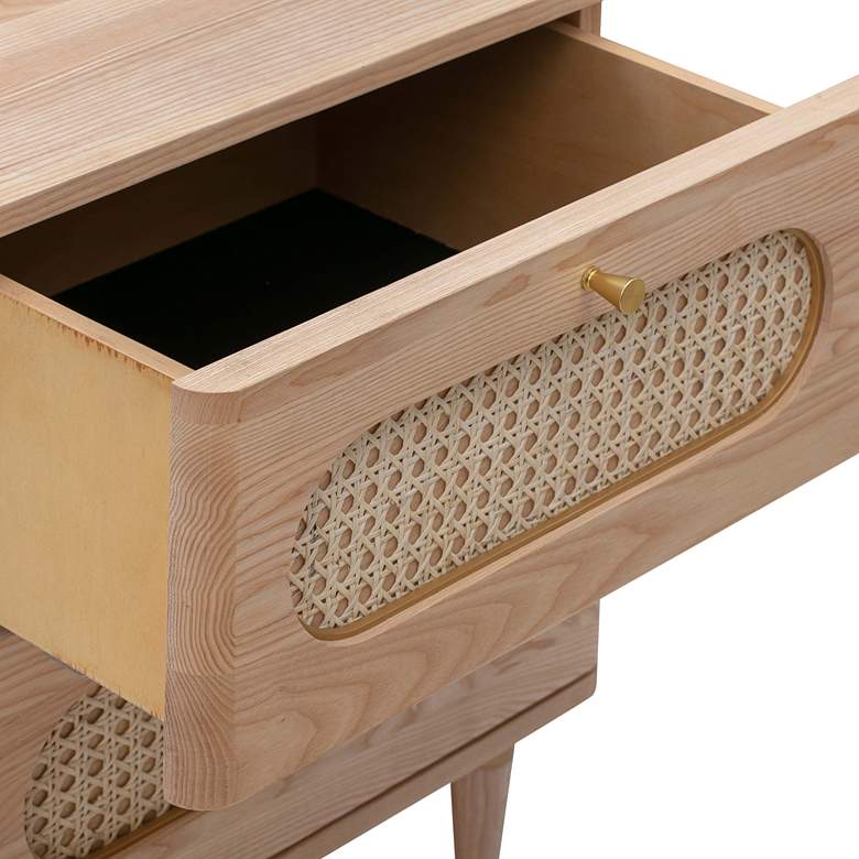 Image 6 TOV Carmen 19" Wide Natural Wood and Cane 2-Drawer Nightstand more views