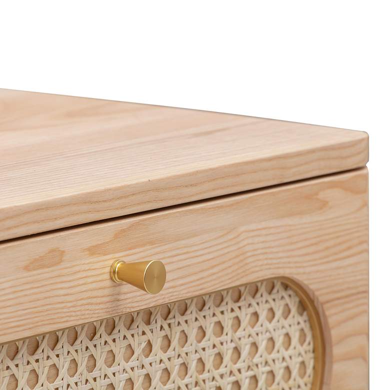 Image 7 TOV Carmen 19" Wide Natural Wood and Cane 2-Drawer Nightstand more views