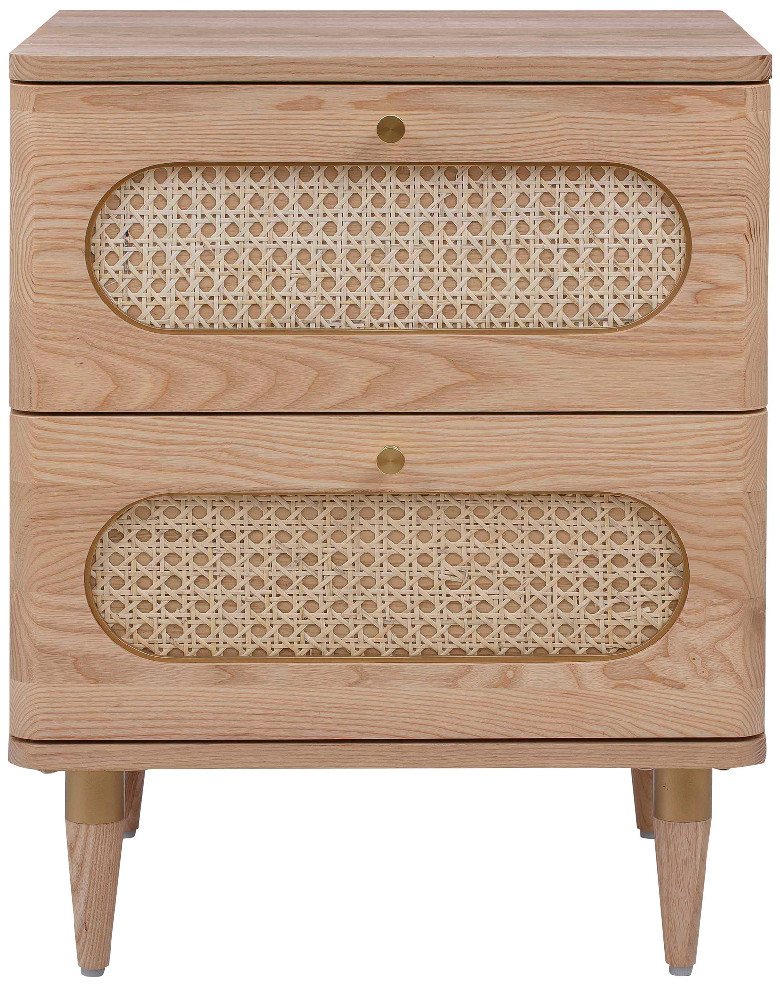 TOV Carmen 19" Wide Natural Wood and Cane 2-Drawer Nightstand in scene