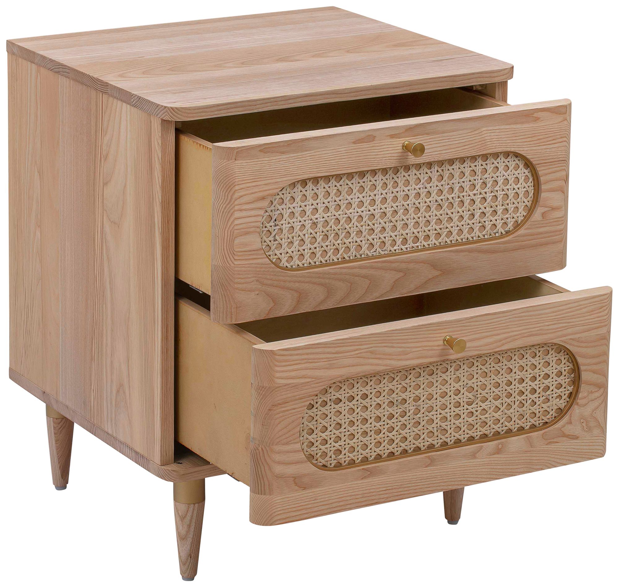 TOV Carmen 19" Wide Natural Wood and Cane 2-Drawer Nightstand in scene