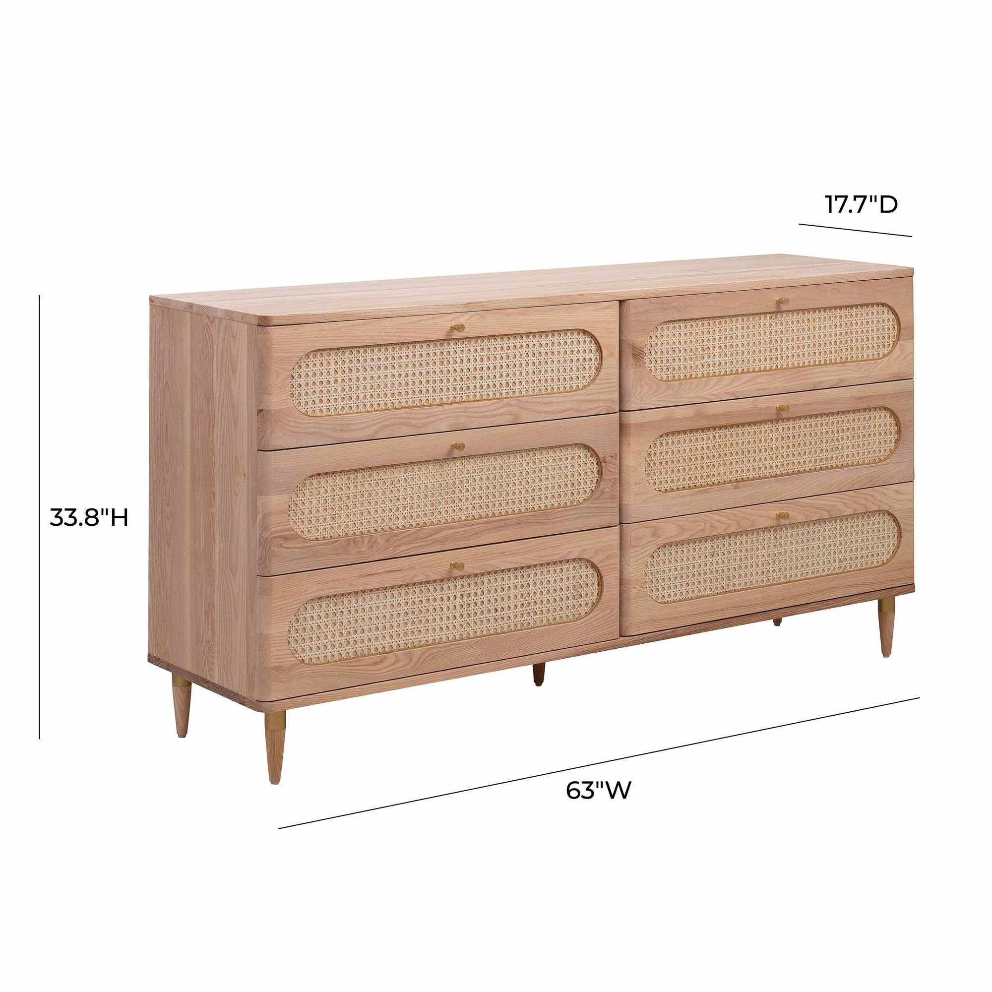 TOV Carmen 63" Wide Natural Wood and Cane 6-Drawer Dresser in scene
