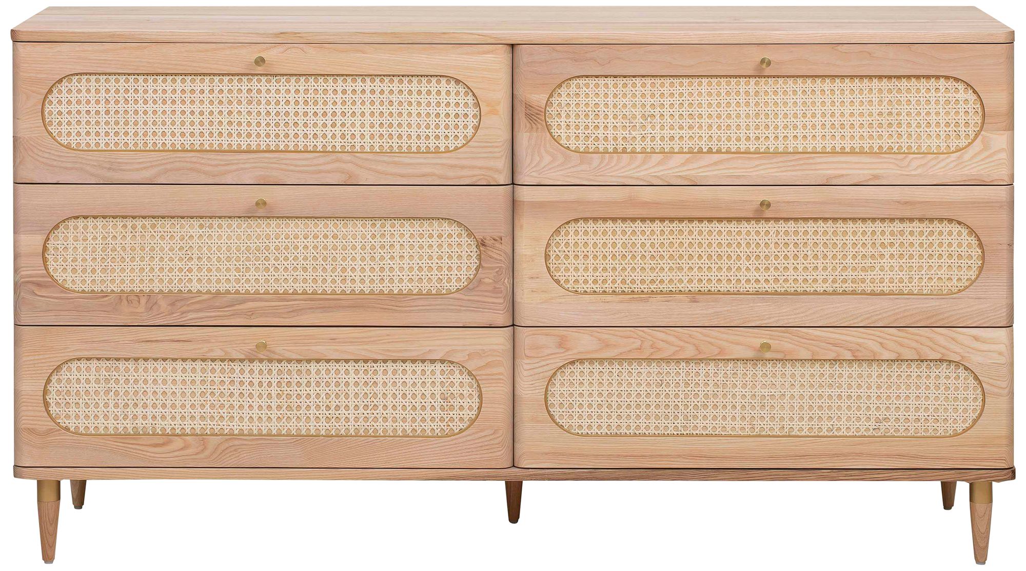 TOV Carmen 63" Wide Natural Wood and Cane 6-Drawer Dresser in scene