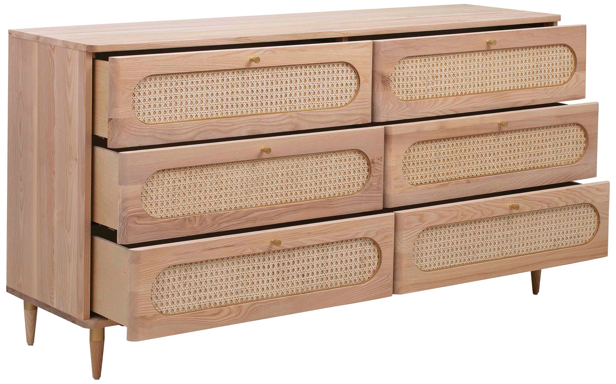 TOV Carmen 63" Wide Natural Wood and Cane 6-Drawer Dresser in scene