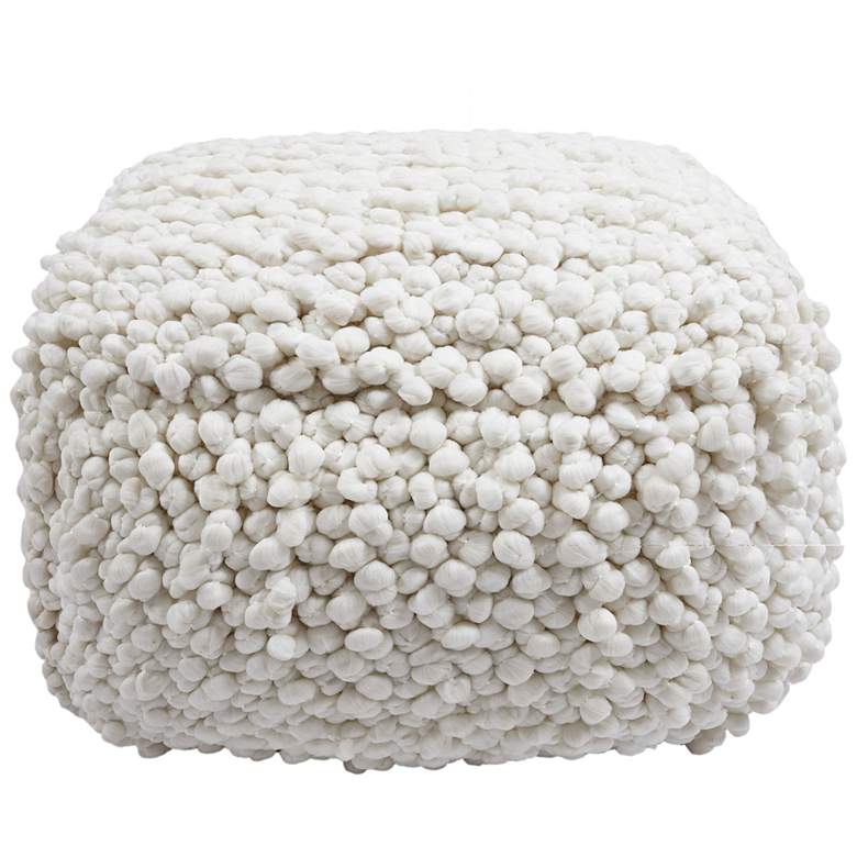 Image 3 TOV Cathy 24" Wide Cream Woven Looped Fabric Pouf Ottoman more views