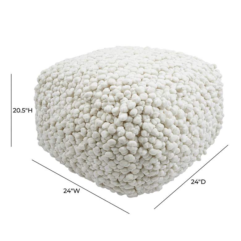Image 4 TOV Cathy 24" Wide Cream Woven Looped Fabric Pouf Ottoman more views