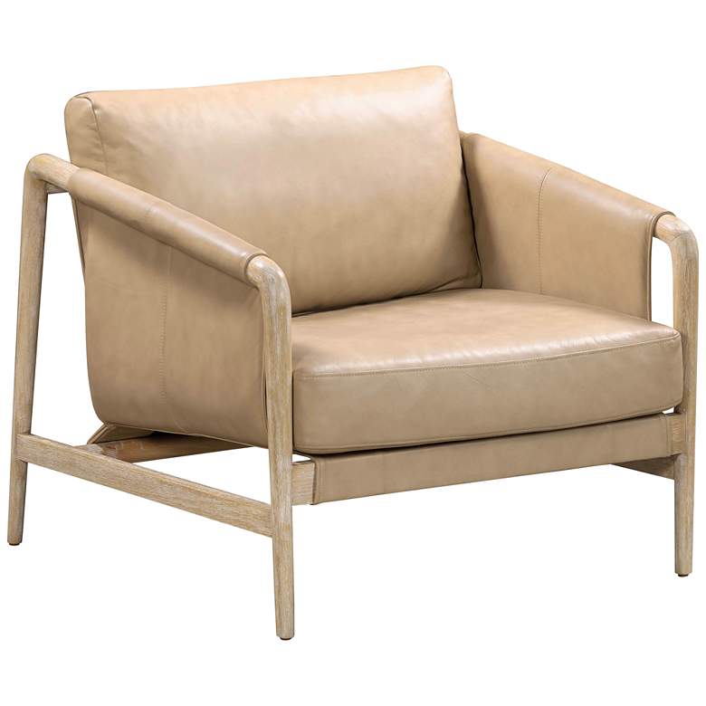Image 2 TOV Chakka 29 1/2" Wide Tan Genuine Leather Modern Accent Chair