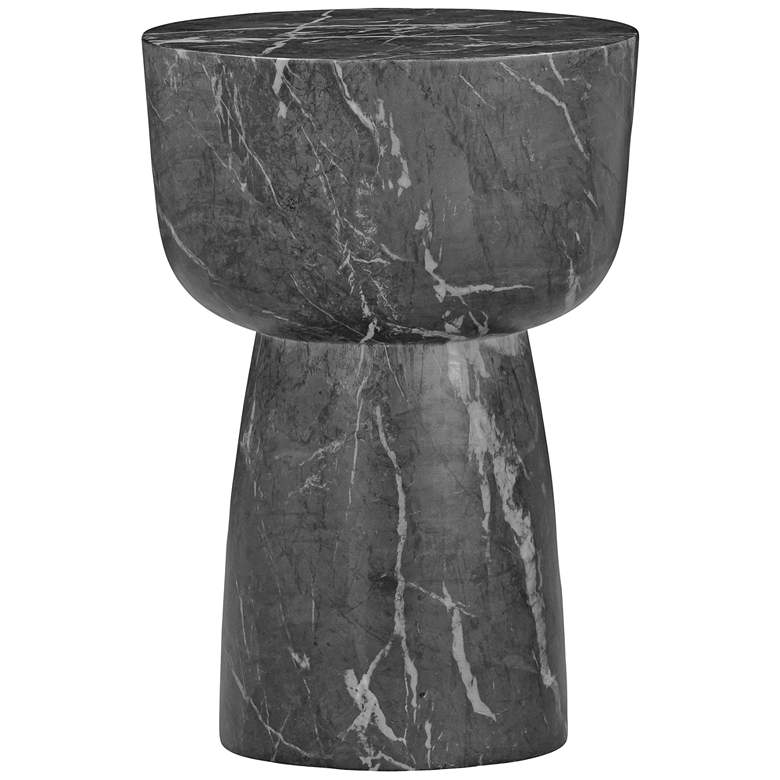 Image 1 TOV Charra 14" Wide Black Faux Marble Indoor-Outdoor Modern Side Table