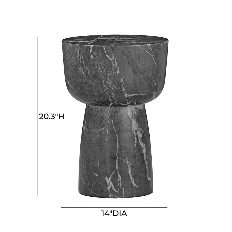 Image 5 TOV Charra 14" Wide Black Faux Marble Indoor-Outdoor Modern Side Table more views