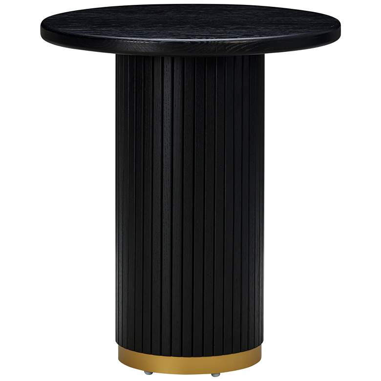 Image 2 TOV Chelsea 26" Wide Modern Black Oak Wood Round Entry Table