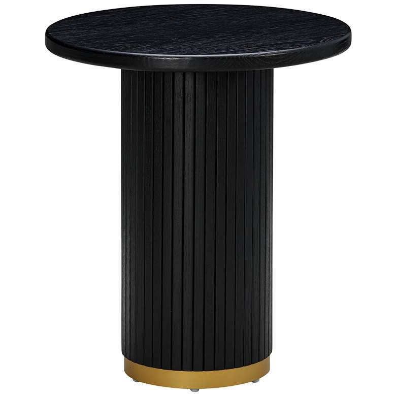 Image 5 TOV Chelsea 26" Wide Modern Black Oak Wood Round Entry Table more views