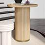 2_TOV Chelsea 26" Wide Modern Natural Oak Wood Round Entry Table