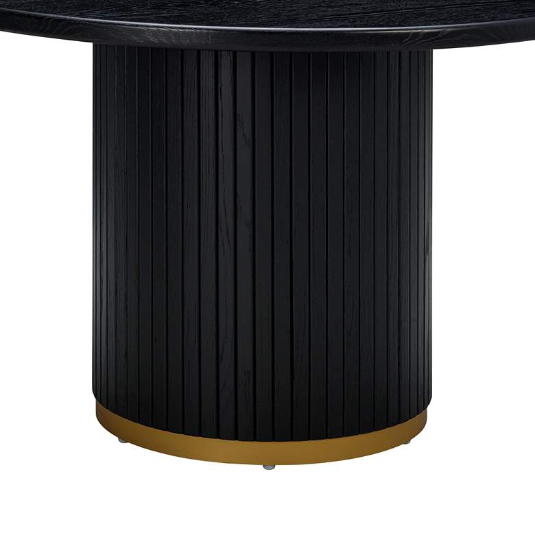 Image 2 TOV Chelsea 47 1/4" Wide Modern Black Oak Wood Round Dining Table more views