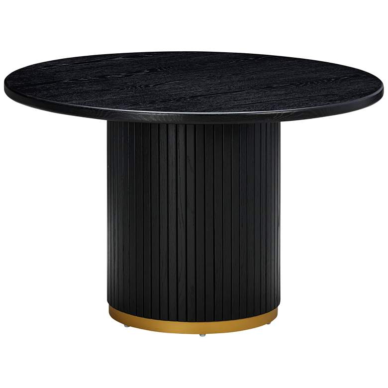 Image 5 TOV Chelsea 47 1/4" Wide Modern Black Oak Wood Round Dining Table more views
