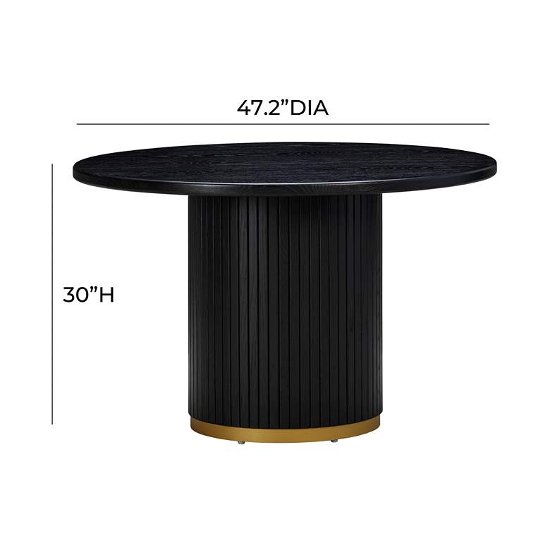 Image 6 TOV Chelsea 47 1/4" Wide Modern Black Oak Wood Round Dining Table more views